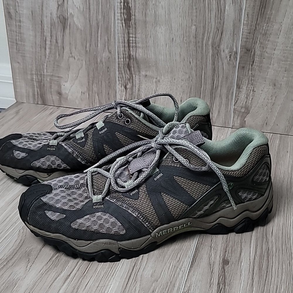 Merrell Grassbow Air Trail Hiking Shoes Granite/Mint Womens 10 Low Top Sneakers